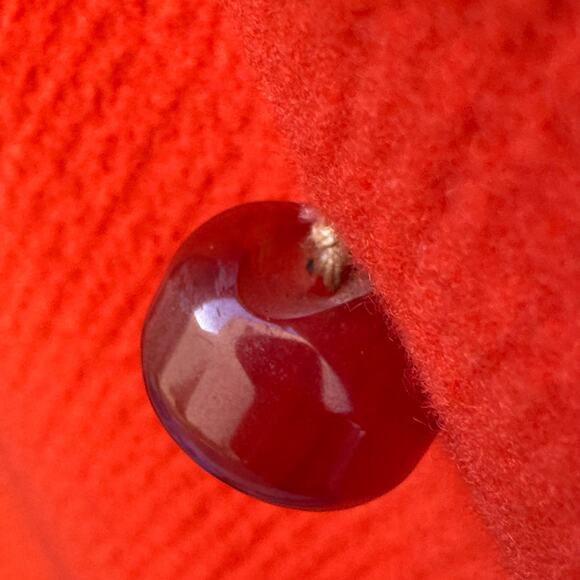 1960s Orange Wool Coat Young Elegants Double Breasted Lucite Buttons S/M Pockets - Picture 14 of 16